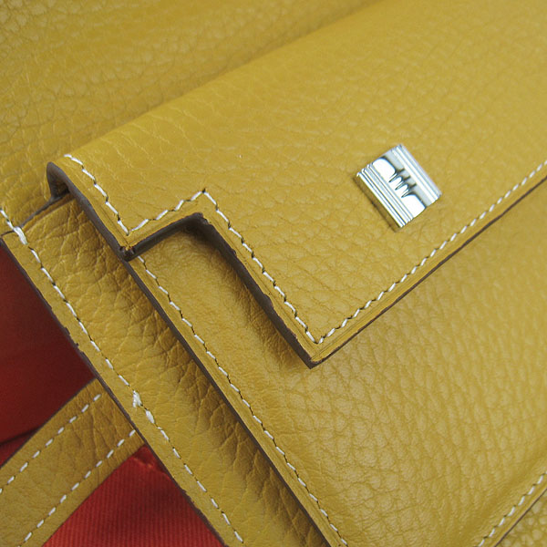 High Quality Hermes Kelly Long Clutch Bag Yellow H009 Replica - Click Image to Close